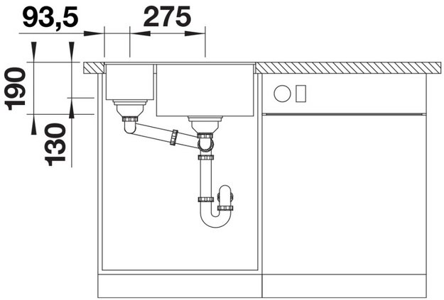 Мойка BLANCO SUBLINE 340/160-U Silgranit кофе, чаша справа в Тюмени (preview 6)