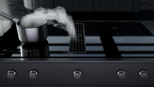 Индукционная варочная поверхность с вытяжкой Kuppersbusch KMI 12850.0 SR-S Gold в Тюмени (preview 3)