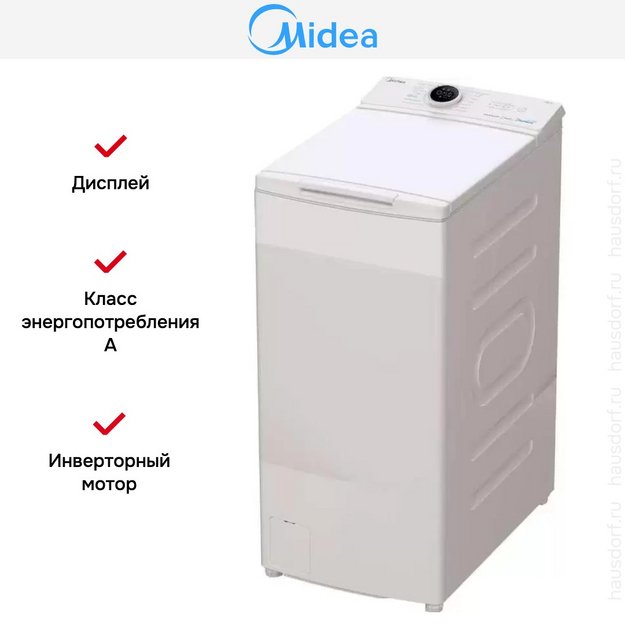 Стиральная машина с вертикальной загрузкой Midea MF100T80BS/W-RU в Тюмени (preview 5)