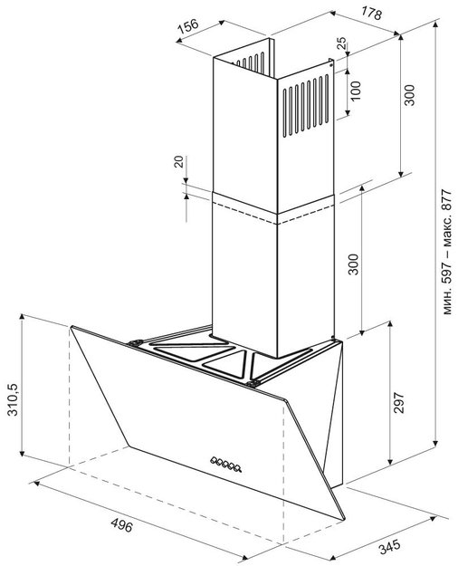 Вытяжка Krona JINA 500 BLACK PB в Тюмени (preview 12)