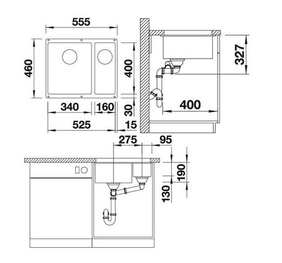 Мойка Blanco ROTAN 340/160-U Silgranit черный в Тюмени (preview 3)