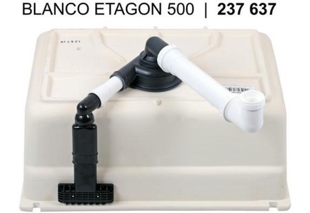 Мойка Blanco ETAGON 500-U PuraPlus глянцевая магнолия клапан-автомат InFino 525150 в Тюмени (preview 3)