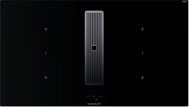 Индукционная варочная поверхность с вытяжкой Kuppersbusch с ручками из нержавеющей стали KMI 9850.1 SR-E Stainless steel в Тюмени (preview 1)