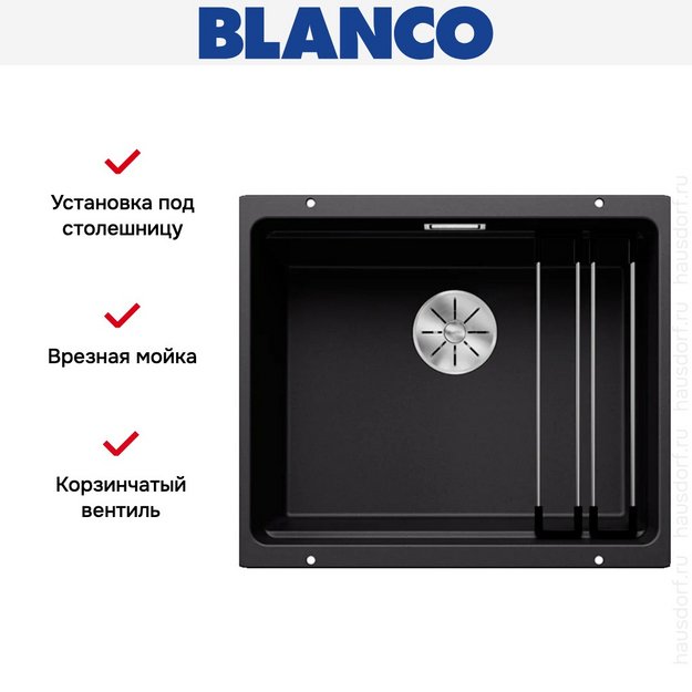 Мойка Blanco ETAGON 500-U SILGRANIT PuraDur 525887 черный в Тюмени (preview 13)