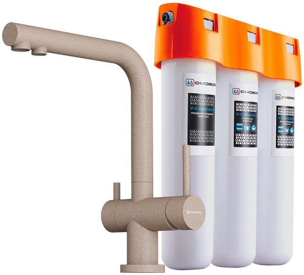 Комплект смесителя Omoikiri NAGANO SA-P + PURE DROP LITE в Тюмени (preview 1)