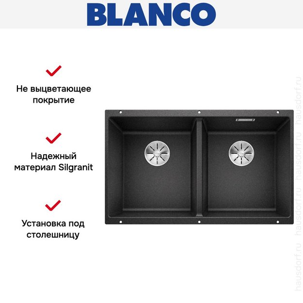 Мойка BLANCO SUBLINE 350/350-U Silgranit антрацит в Тюмени (preview 7)