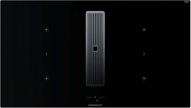 Индукционная варочная поверхность с вытяжкой Kuppersbusch с чёрными ручками KMI 9850.1 SR-S Stainless steel в Тюмени (preview 1)