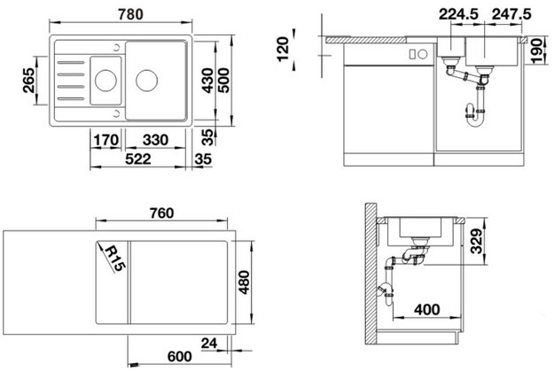 Мойка BLANCO Legra 6 S Compact SIlgranit кофе в Тюмени (preview 3)