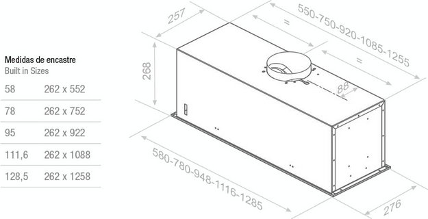 Встраиваемая вытяжка Pando EVO/580 INOX V.1050 ECO PLUS в Тюмени (preview 2)