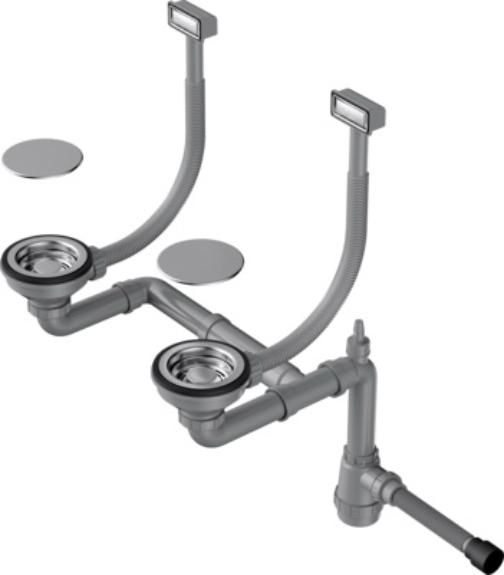 Арматура для двухчашевых моек с прямоугольными переливами Omoikiri WK-2C IN в Тюмени (preview 1)