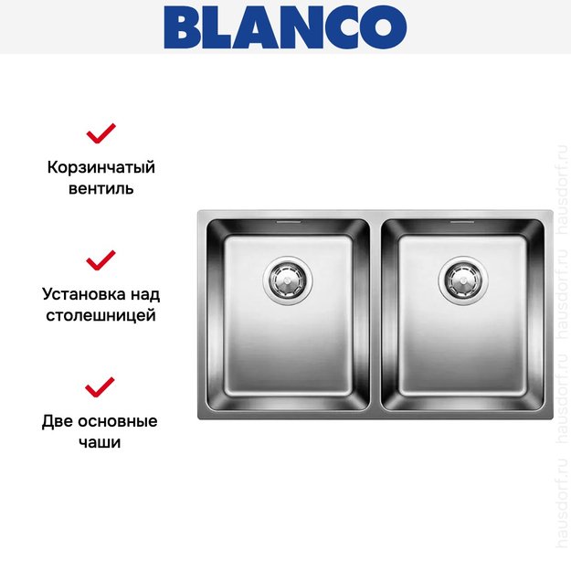 Мойка Blanco ANDANO 340/340-IF нержавеющая сталь полированная в Тюмени (preview 5)