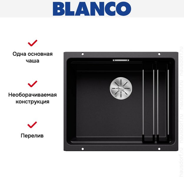Мойка Blanco ETAGON 500-U SILGRANIT PuraDur 525887 черный в Тюмени (preview 14)