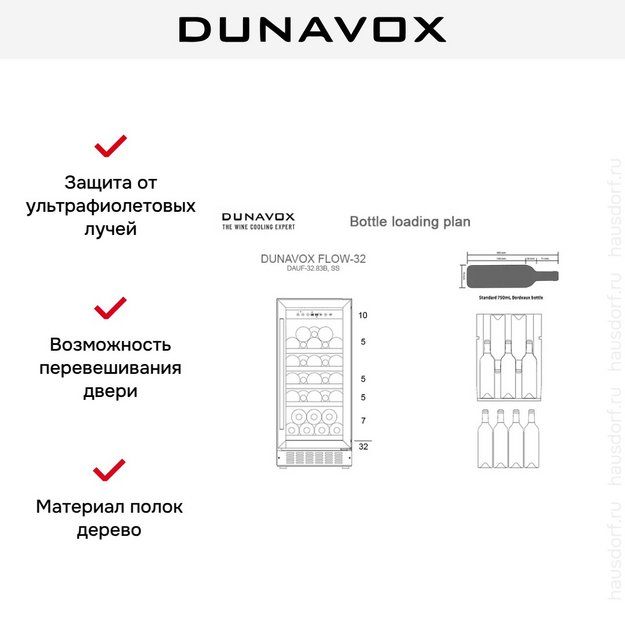 Встраиваемый винный шкаф Dunavox DAUF-32.83C в Тюмени (preview 2)
