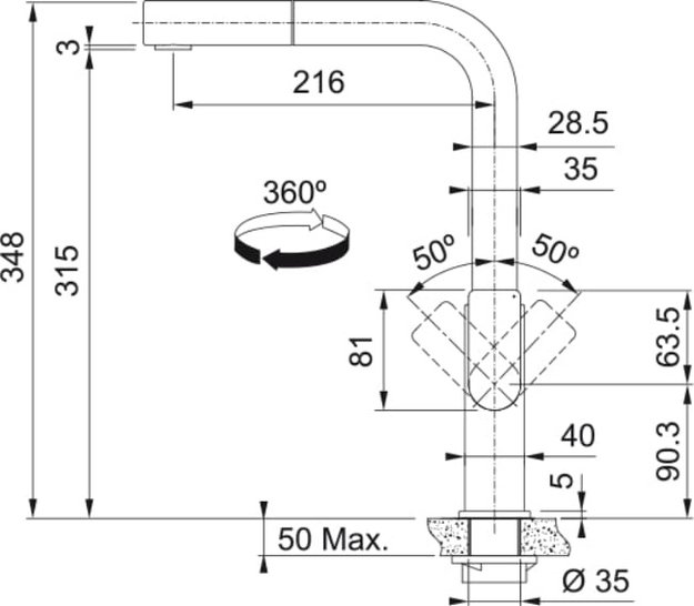 Смеситель Franke Mythos Nozzle нержавеющая сталь в Тюмени (preview 5)