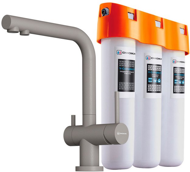 Комплект смесителя Omoikiri NAGANO GR-P + PURE DROP LITE в Тюмени (preview 1)