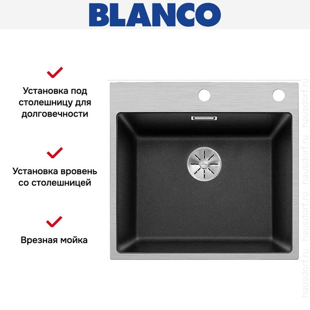 Мойка Blanco SUBLINE 500-IF/A клапан-автомат InFino® антрацит в Тюмени (preview 3)