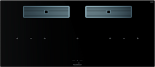 Индукционная варочная поверхность с вытяжкой Kuppersbusch с чёрными ручками KMI 12850.0 SR-S Stainless steel фото в Тюмени