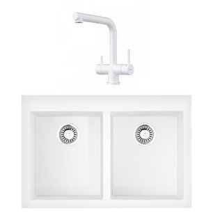 Omoikiri (мойка BOSEN 80-2-WH + смеситель TAKAMATSU-S PW) фото в Тюмени