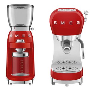 Smeg 50`s Style (кофемашина ECF02RDEU + кофемолка CGF11RDEU) фото в Тюмени