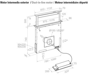 Встраиваемая в столешницу вытяжка Пандо E-320/90 INOX CT V.1200 фото 3 в Тюмени Встраиваемая в столешницу вытяжка Pando E-320/90 INOX CT V.1200 фото 3 в Тюмени