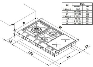 Газо-электрическая панель Bertazzoni PM36 3 I0 X фото 4 в Тюмени