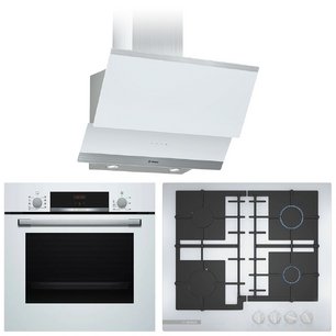 Bosch (варочная панель PNP6B2B92R + духовой шкаф HBF534EW0R + вытяжка DWK065G20T) фото в Тюмени