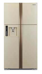 Холодильник Хитачи R-W722FPU1X GGL бежево-золотистое стекло фото в Тюмени Холодильник Hitachi R-W722FPU1X GGL бежево-золотистое стекло фото в Тюмени