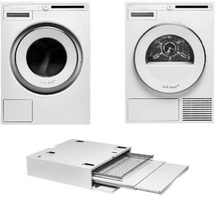 Asko Classic 5 (стиральная машина W2084.W/3 + сушильная машина T208C.W + выдвижная полка с корзиной HDB1153W) фото в Тюмени Asko Classic 5 (стиральная машина W2084.W/3 + сушильная машина T208C.W + выдвижная полка с корзиной HDB1153W) фото в Тюмени