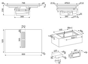 Варочная панель со встроенной вытяжкой Smeg HOBD482D2 фото 2 в Тюмени