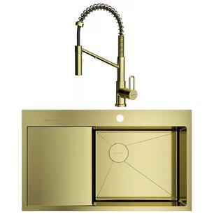 Omoikiri (мойка AKISAME 86 SIDE LG-R + смеситель MIKAWA 2 PLUS-SB LG) фото в Тюмени