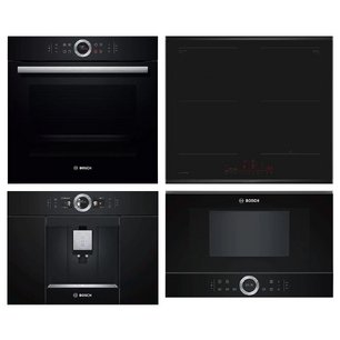 Bosch (варочная панель PVQ695HC1Z + духовой шкаф HBG633BB1 + микроволновая печь BFR634GB1 + кофемашина CTL636EB6) фото в Тюмени