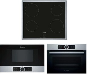 Bosch (духовой шкаф CBG675BS3 + варочная панель PUG64RAA5E + микроволновая печь BEL634GS1) фото в Тюмени