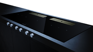 Индукционная варочная поверхность с вытяжкой Kuppersbusch KMI 12850.0 SR-E Gold фото 3 в Тюмени