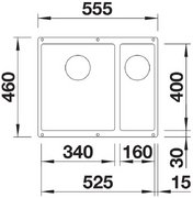 Мойка BLANCO SUBLINE 340/160-U Silgranit кофе, чаша слева фото 2 в Тюмени