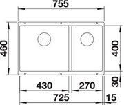 Мойка Blanco SUBLINE 430/270-U с отводной арматурой InFino® черный фото 4 в Тюмени