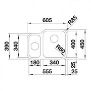 Мойка Blanco SUPRA 340/180-U, чаша слева полированная нержавеющая сталь фото 3 в Тюмени