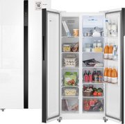 Отдельностоящий холодильник с инвертором Weissgauff WSBS 500 Inverter NoFrost White Glass фото в Тюмени