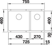 Мойка Blanco SUBLINE 430/270-U с отводной арматурой InFino® серый беж фото 3 в Тюмени